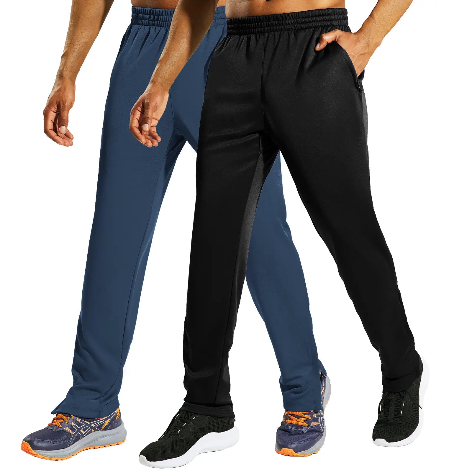 MIER Men’S All-Match Running Sweatpants with Pockets Zipper Ankle, for Running Gym Joggers Training and Workout
