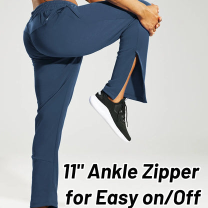 MIER Men’S All-Match Running Sweatpants with Pockets Zipper Ankle, for Running Gym Joggers Training and Workout