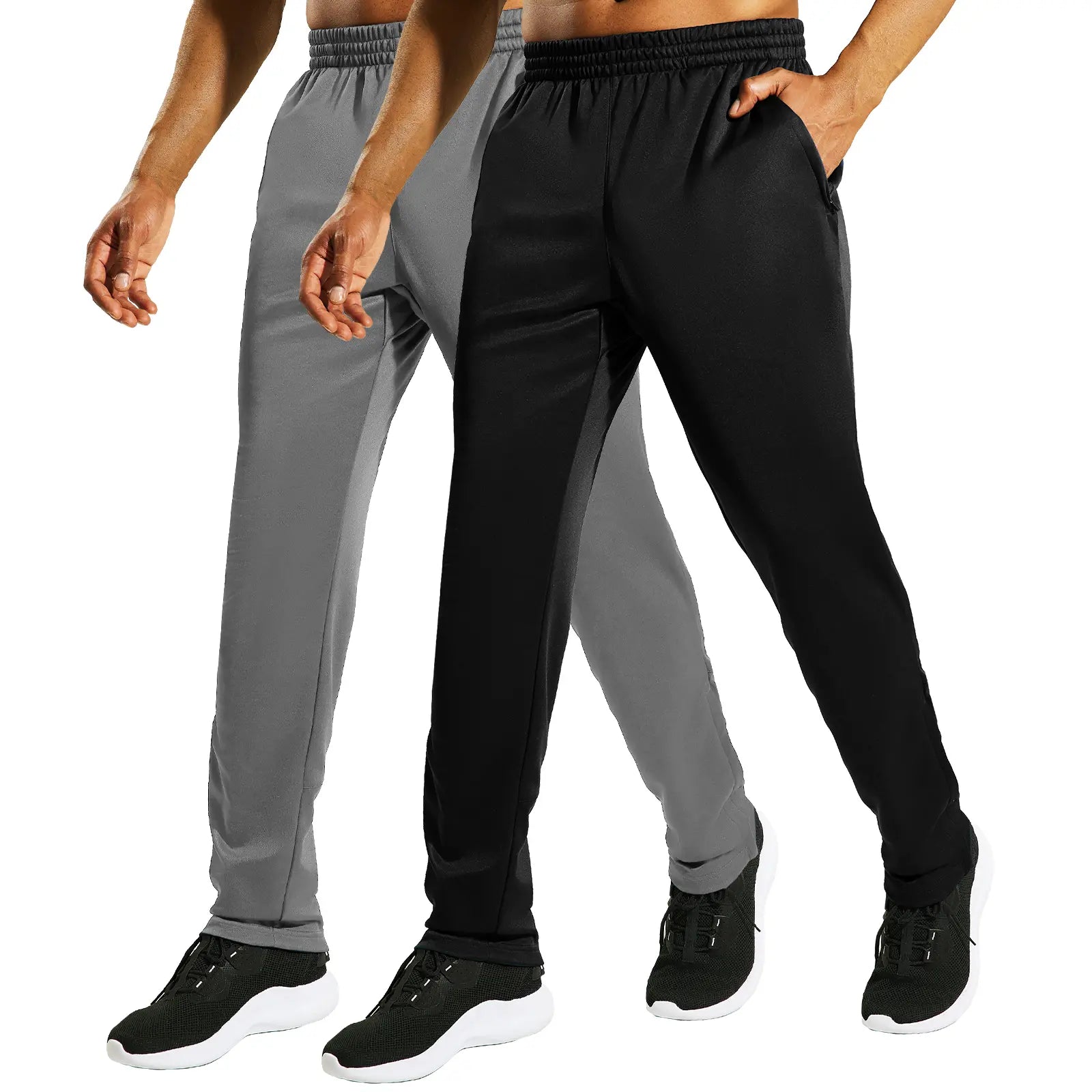 MIER Men’S All-Match Running Sweatpants with Pockets Zipper Ankle, for Running Gym Joggers Training and Workout